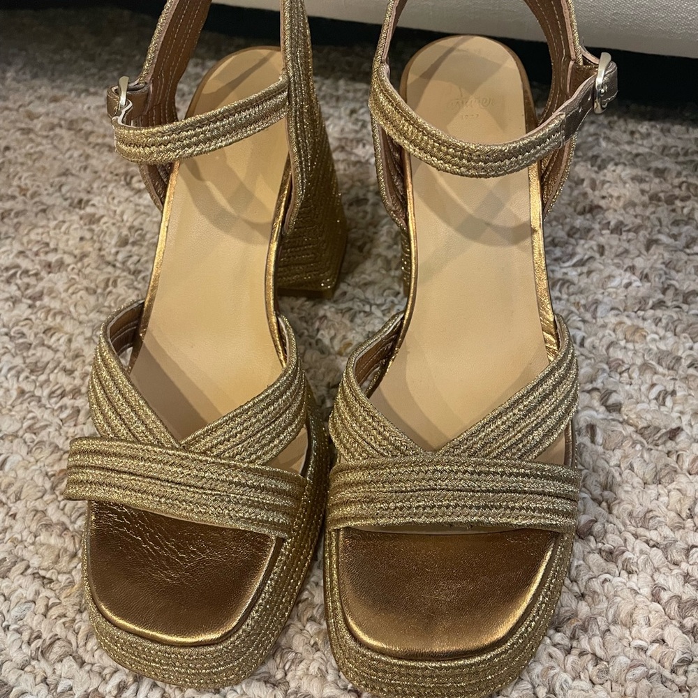 Castaner Valle 90MM Woven Block-Heel gold Sandals